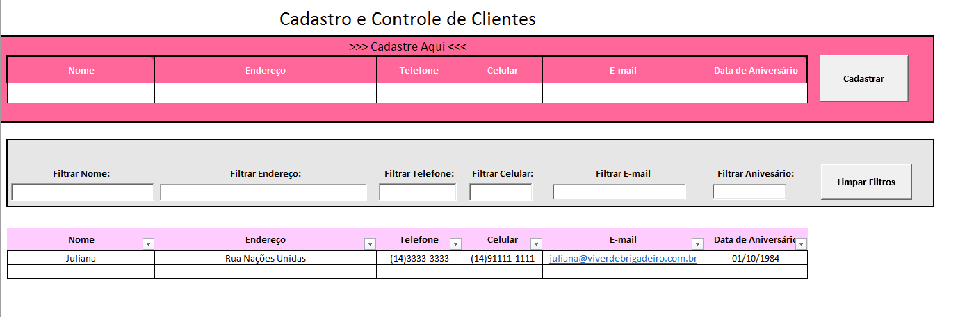 cadastro clientes