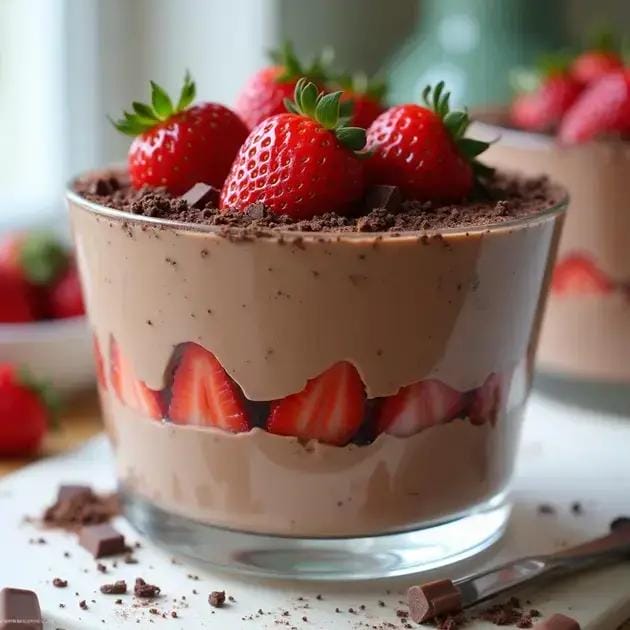 Pavê de chocolate com morangos