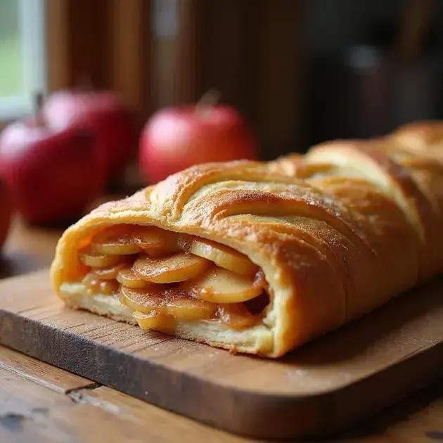 Strudel de maçã tradicional: massa crocante e recheio caseiro irresistível